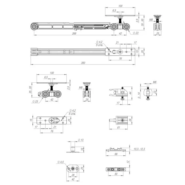 Механизм раздвижной Comfort PRO SET3 soft+roller доводчик с роликами-4