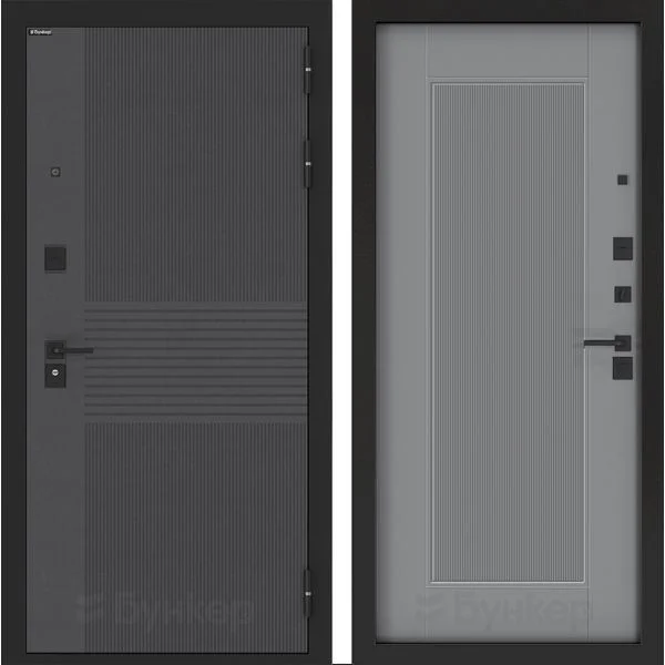 Входная дверь BN-05 с панелью АМСТРОД Серый софт рельеф