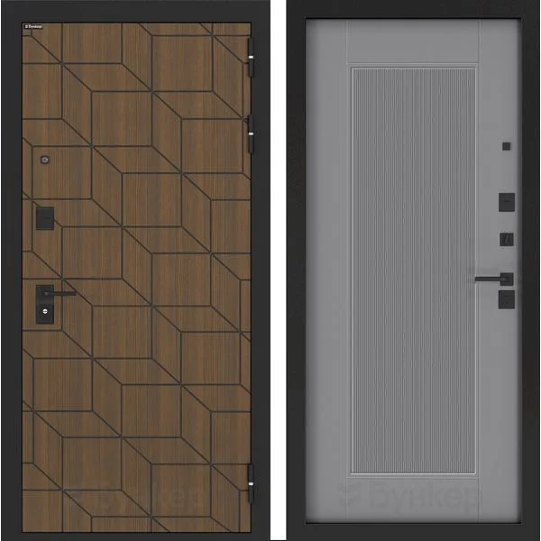 Входная дверь BN-03 с панелью АМСТРОД Серый софт рельеф