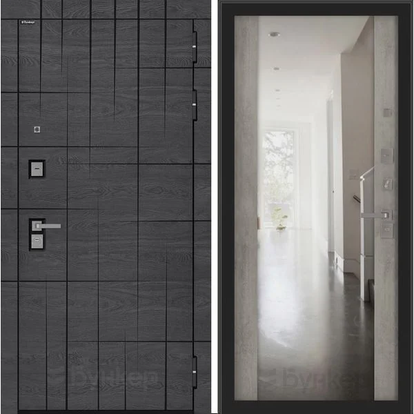 Входная дверь BN-09 с зеркалом ФЛЗ-1 Бетон серый (светлый)
