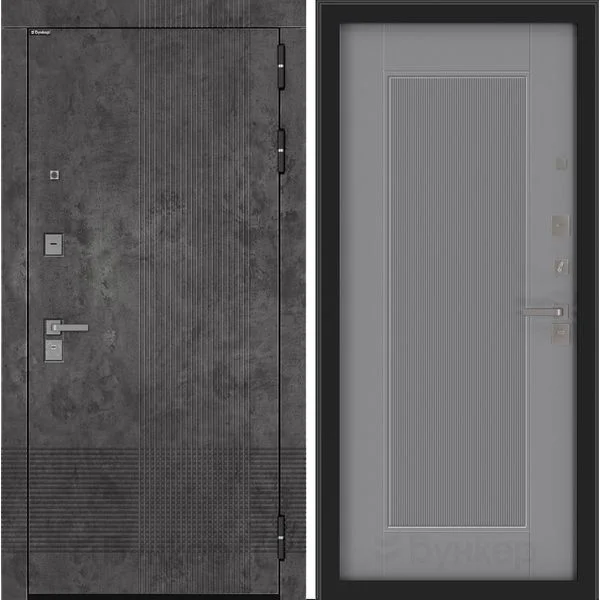 Входная дверь BN-08 с панелью Амстрод Серый софт рельеф